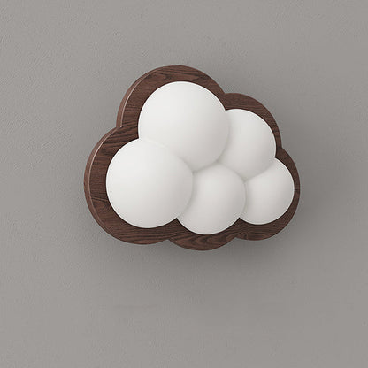 Creative Cloud Wood Base PE Shade LED Wall Sconce Lamp
