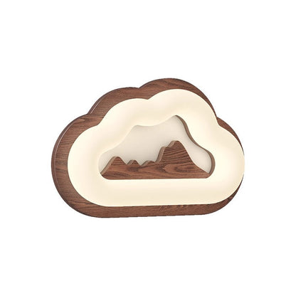Creative Cloud Wood Base PE Shade LED Wall Sconce Lamp