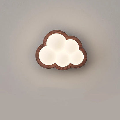 Creative Cloud Wood Base PE Shade LED Wall Sconce Lamp