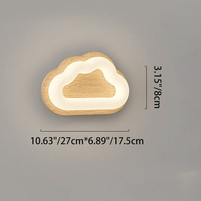 Creative Cloud Wood Base PE Shade LED Wall Sconce Lamp