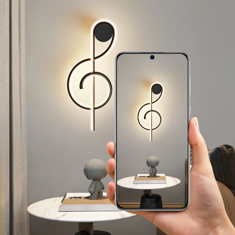 Musical Note Acrylic Iron Aluminum LED Wall Sconce Lamp