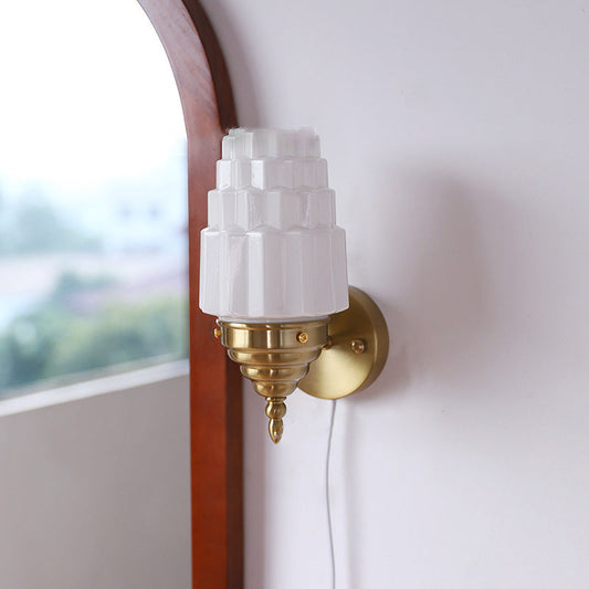 Pull Iron Glass Microphone Shape 1-Light Wall Sconce Lamp