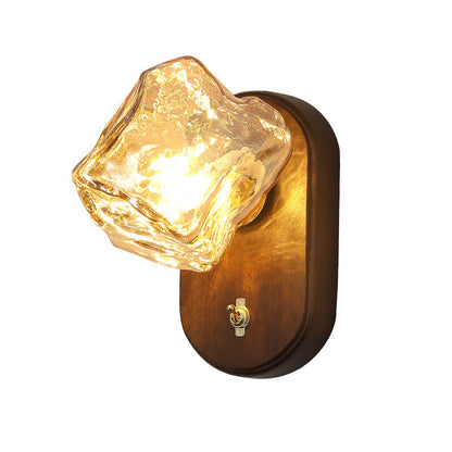 Retro Oval Ice Cube Shape Glass 1-Light Wall Sconce Lamp