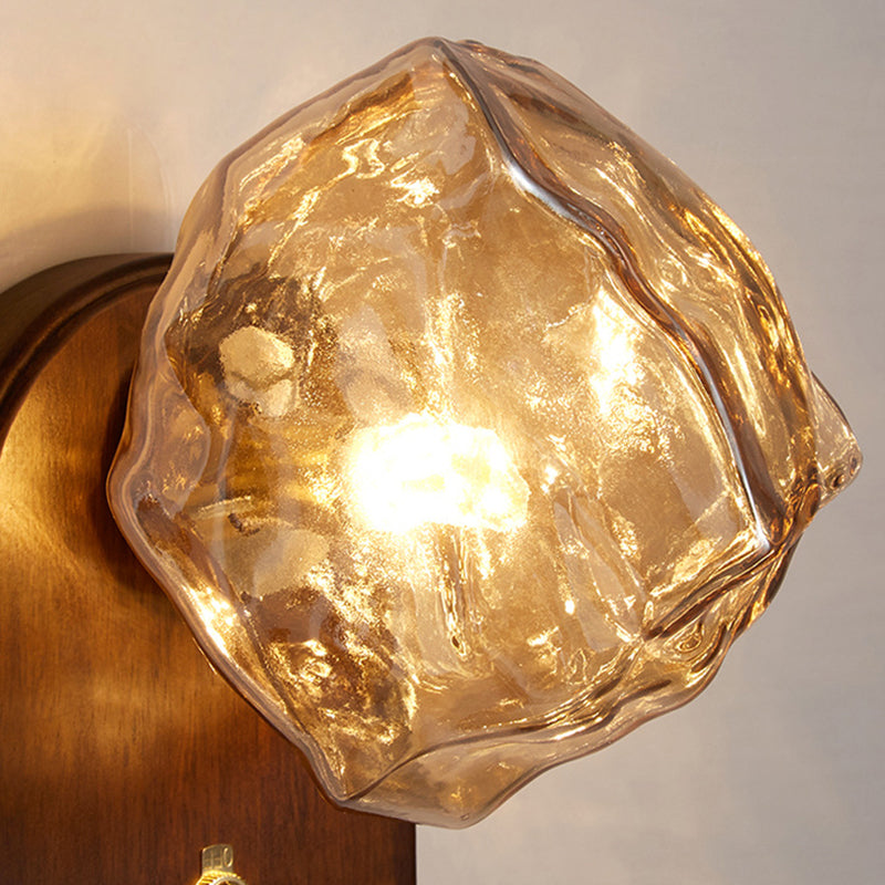 Retro Oval Ice Cube Shape Glass 1-Light Wall Sconce Lamp