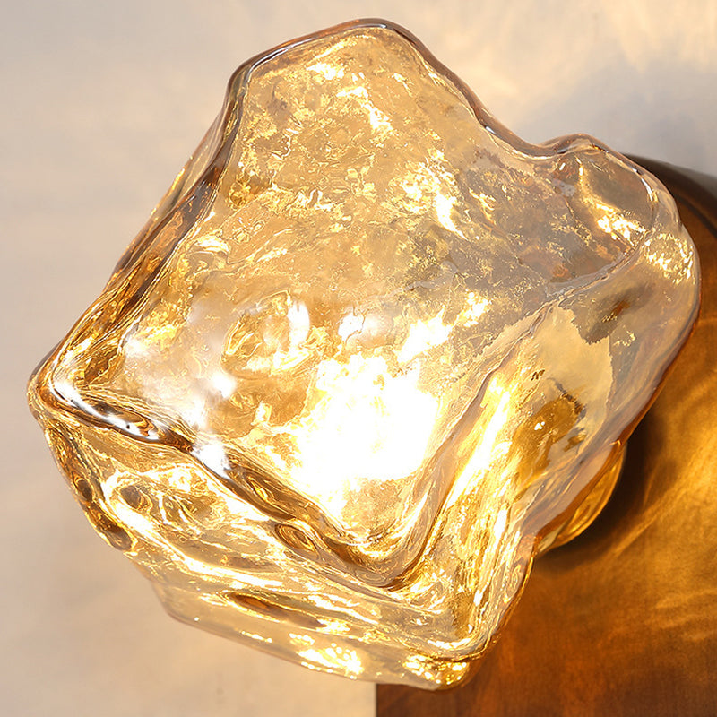 Retro Oval Ice Cube Shape Glass 1-Light Wall Sconce Lamp