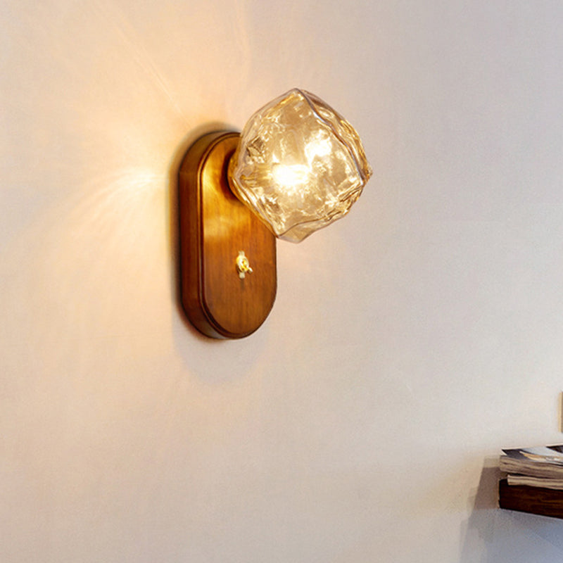 Retro Oval Ice Cube Shape Glass 1-Light Wall Sconce Lamp