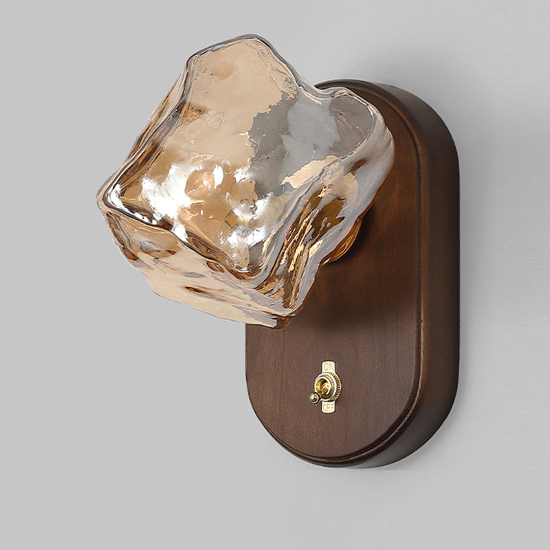 Retro Oval Ice Cube Shape Glass 1-Light Wall Sconce Lamp