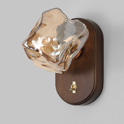 Retro Oval Ice Cube Shape Glass 1-Light Wall Sconce Lamp