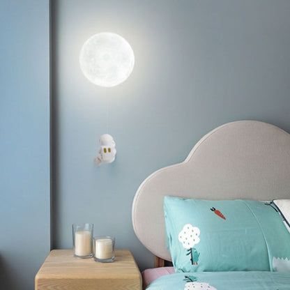 Kids Moon Silicone Resin Aluminum 1-Light Wall Sconce Lamp