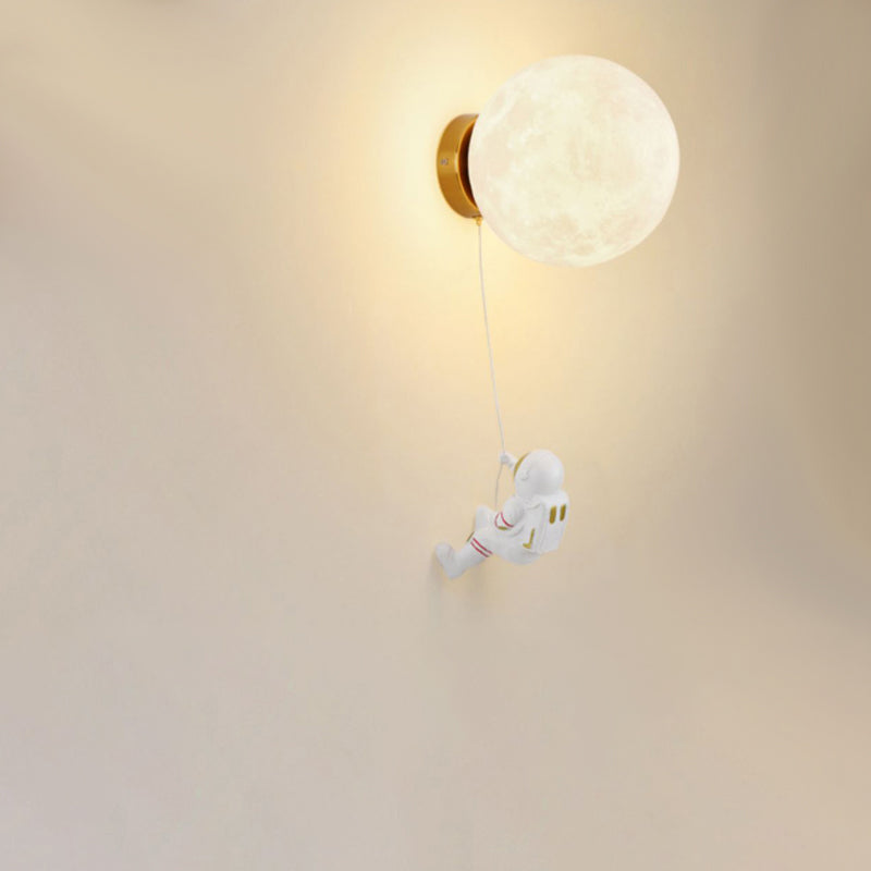 Kids Moon Silicone Resin Aluminum 1-Light Wall Sconce Lamp