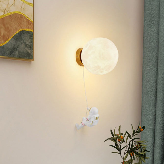 Kids Moon Silicone Resin Aluminum 1-Light Wall Sconce Lamp