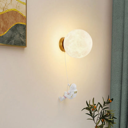Kids Moon Silicone Resin Aluminum 1-Light Wall Sconce Lamp