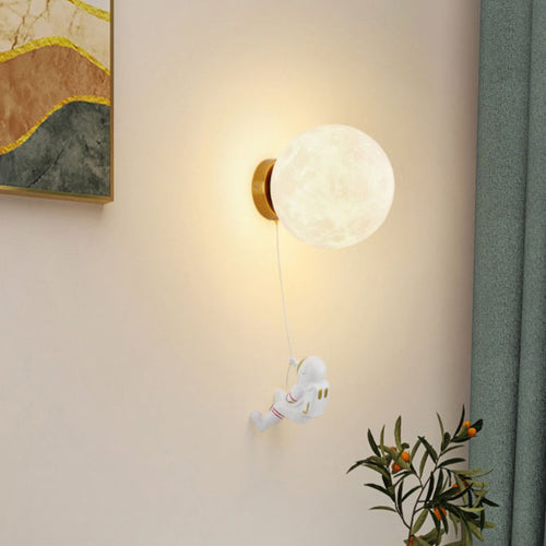 Kids Moon Silicone Resin Aluminum 1-Light Wall Sconce Lamp