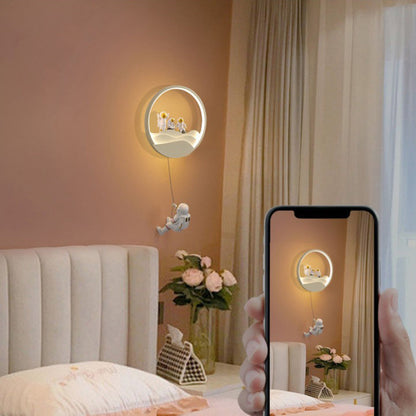 Kids Eclipse Silicone Resin Aluminum LED Wall Sconce Lamp