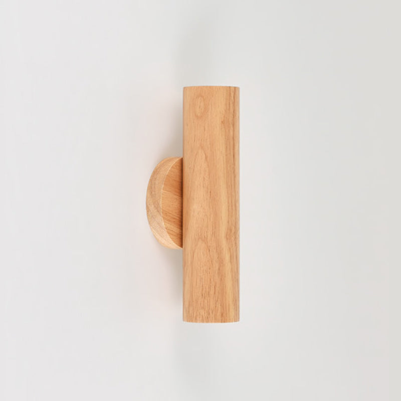 Nordic Rotatable Cylindrical Wood LED Wall Sconce Lamp