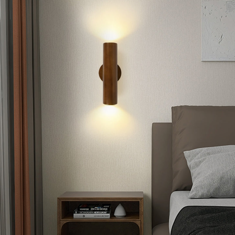 Nordic Rotatable Cylindrical Wood LED Wall Sconce Lamp