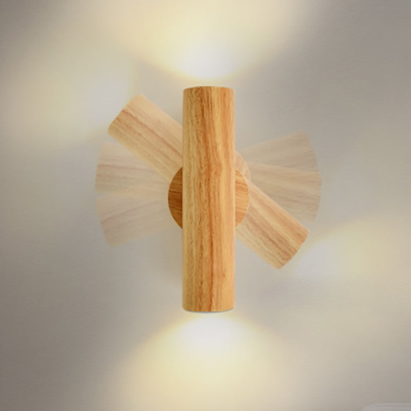 Nordic Rotatable Cylindrical Wood LED Wall Sconce Lamp