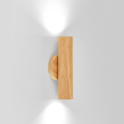Nordic Rotatable Cylindrical Wood LED Wall Sconce Lamp