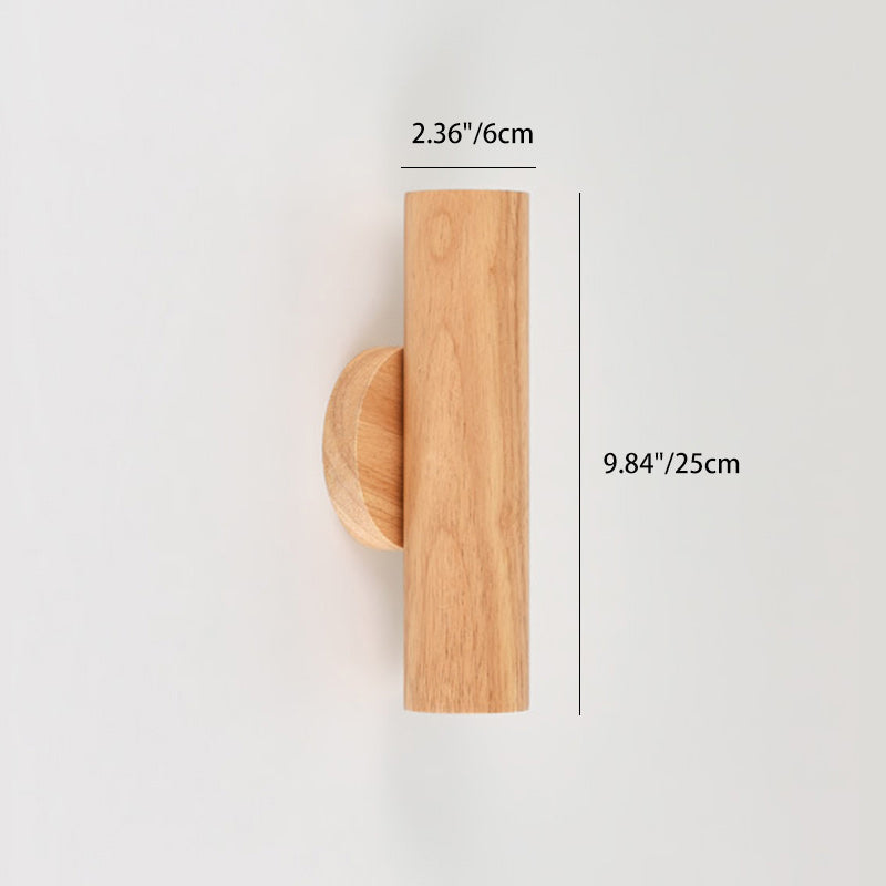Nordic Rotatable Cylindrical Wood LED Wall Sconce Lamp