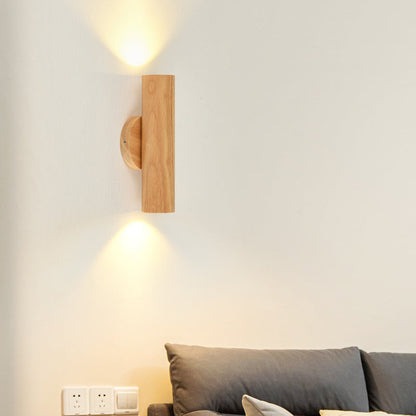 Nordic Rotatable Cylindrical Wood LED Wall Sconce Lamp