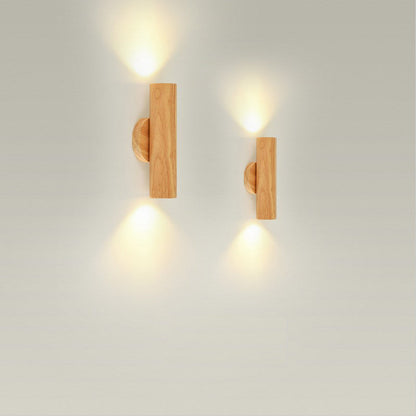 Nordic Rotatable Cylindrical Wood LED Wall Sconce Lamp
