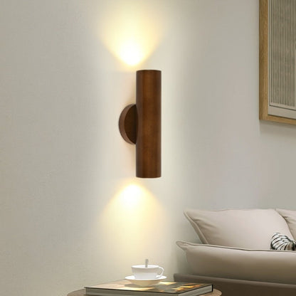 Nordic Rotatable Cylindrical Wood LED Wall Sconce Lamp