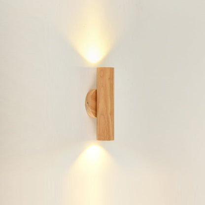 Nordic Rotatable Cylindrical Wood LED Wall Sconce Lamp