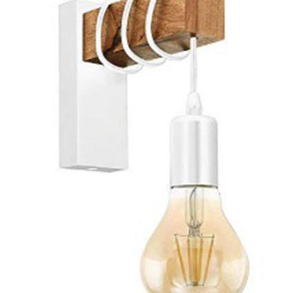 Rectangular Base Wood Arm Glass 1-Light Wall Sconce Lamp