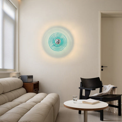 Deco Glass Stripes Round Disk Iron 1-Light Wall Sconce Lamp