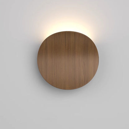Wood Grain Curved Round Iron Aluminum LED Wall Sconce Lamp