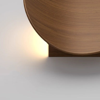Wood Grain Curved Round Iron Aluminum LED Wall Sconce Lamp