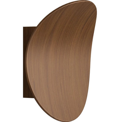 Wood Grain Curved Round Iron Aluminum LED Wall Sconce Lamp