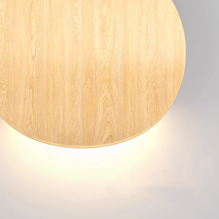 Wood Grain Curved Round Iron Aluminum LED Wall Sconce Lamp