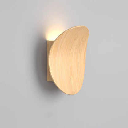 Wood Grain Curved Round Iron Aluminum LED Wall Sconce Lamp