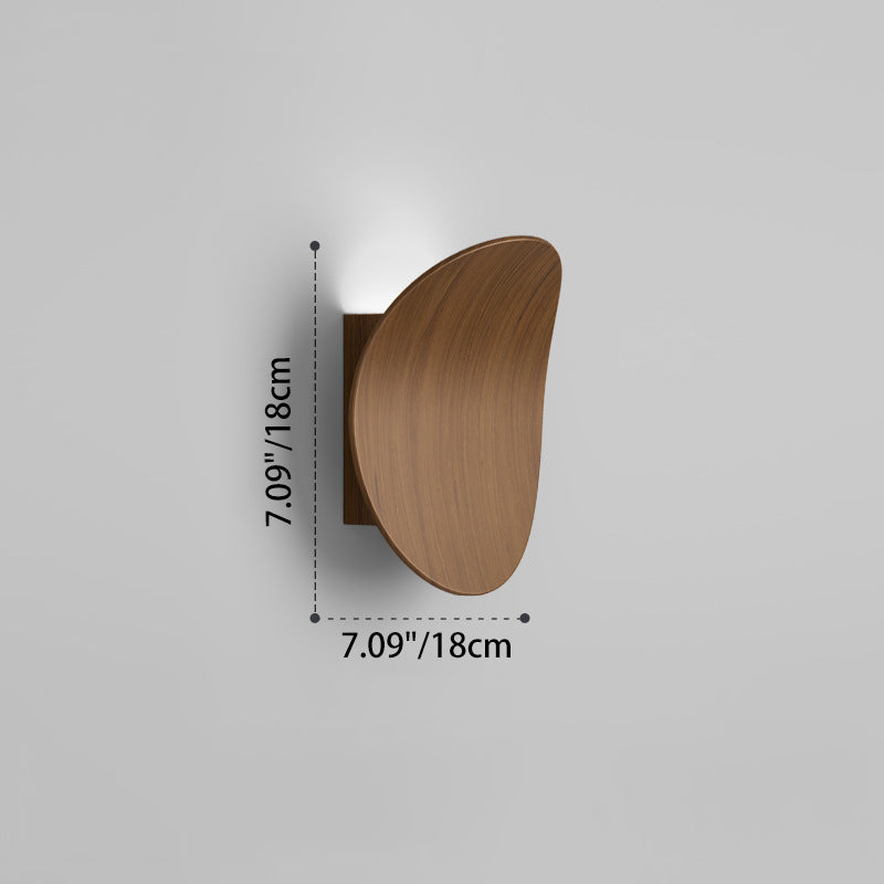Wood Grain Curved Round Iron Aluminum LED Wall Sconce Lamp