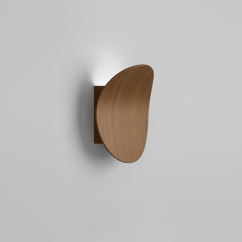 Wood Grain Curved Round Iron Aluminum LED Wall Sconce Lamp