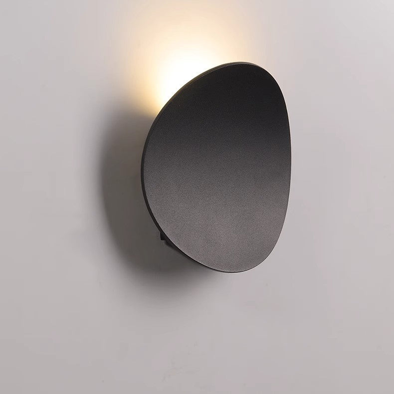 Wood Grain Curved Round Iron Aluminum LED Wall Sconce Lamp