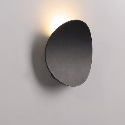 Wood Grain Curved Round Iron Aluminum LED Wall Sconce Lamp