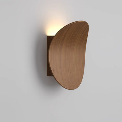 Wood Grain Curved Round Iron Aluminum LED Wall Sconce Lamp