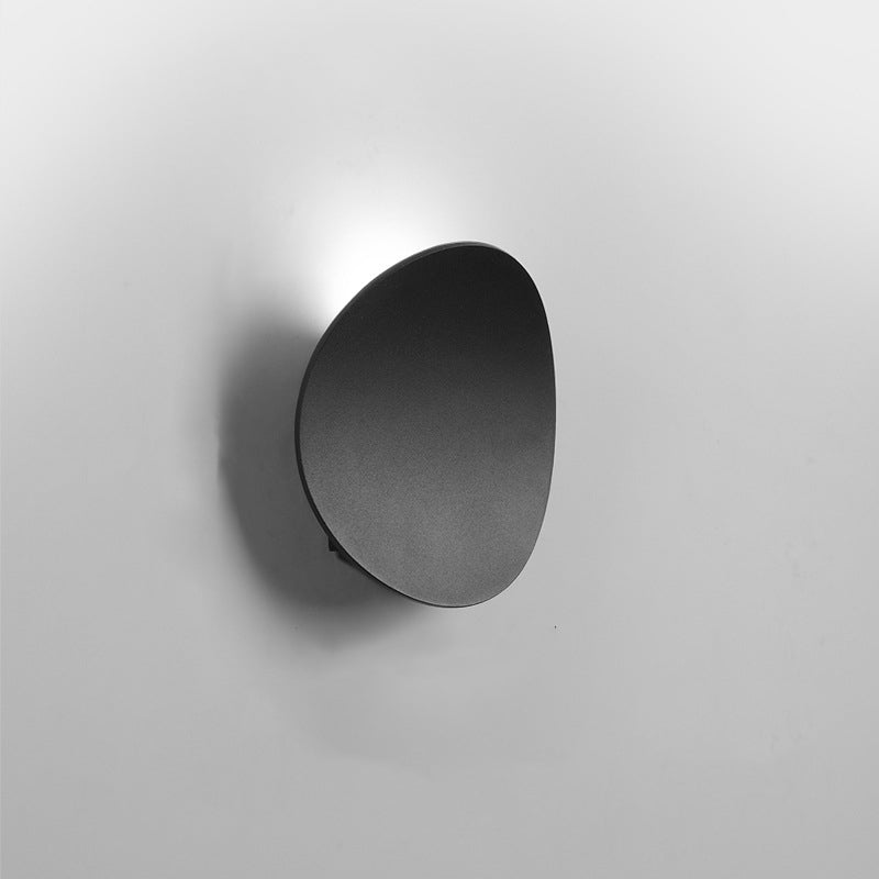 Wood Grain Curved Round Iron Aluminum LED Wall Sconce Lamp