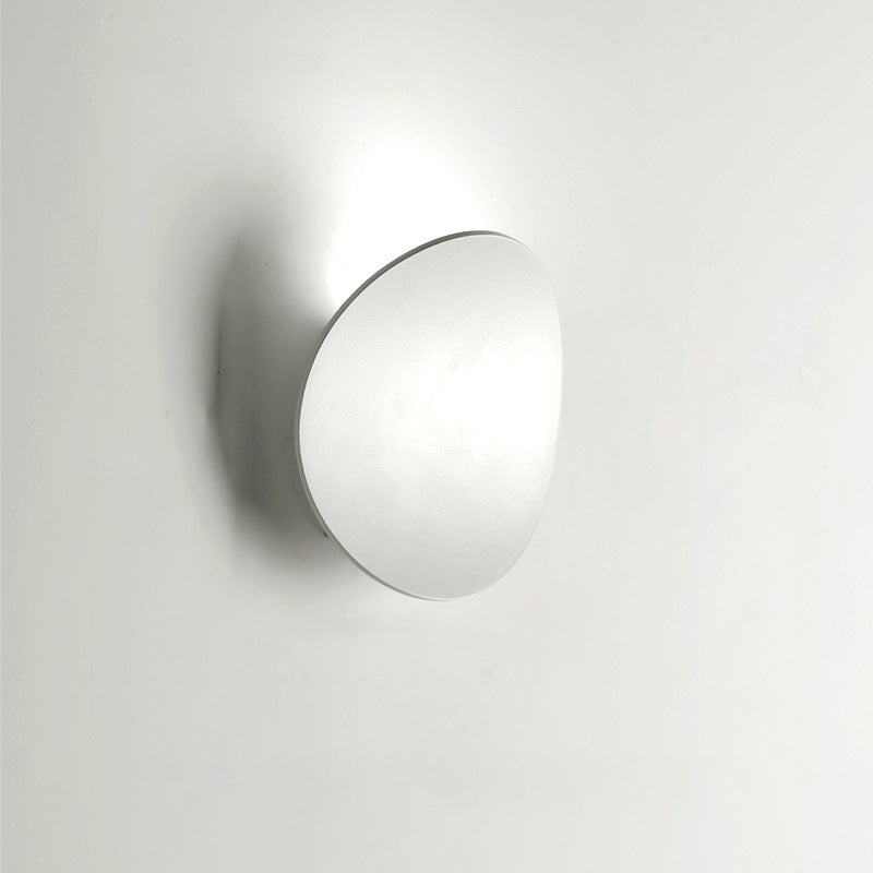 Wood Grain Curved Round Iron Aluminum LED Wall Sconce Lamp