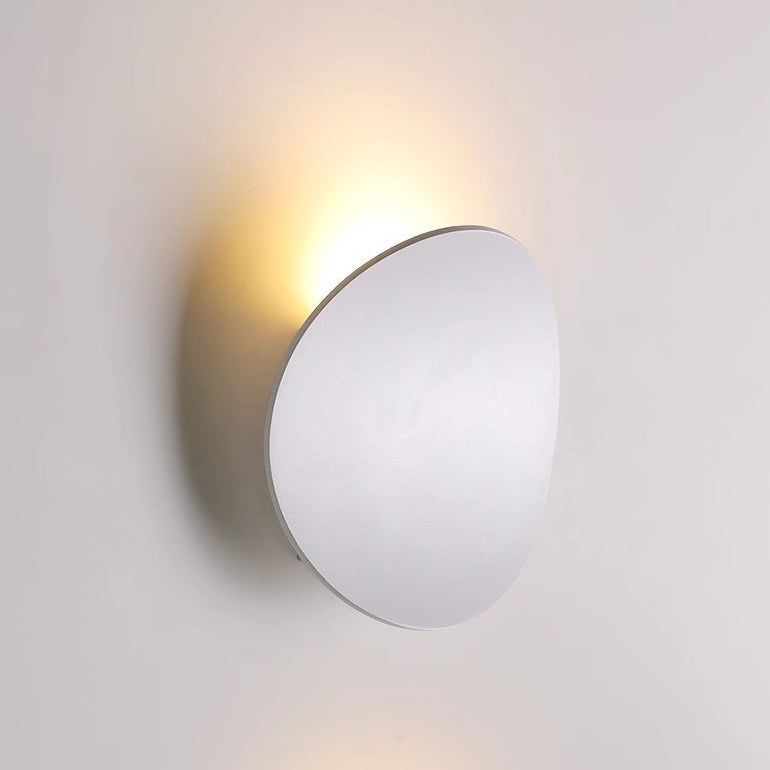 Wood Grain Curved Round Iron Aluminum LED Wall Sconce Lamp