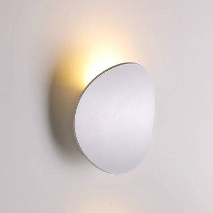 Wood Grain Curved Round Iron Aluminum LED Wall Sconce Lamp