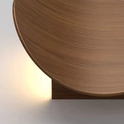 Wood Grain Curved Round Iron Aluminum LED Wall Sconce Lamp