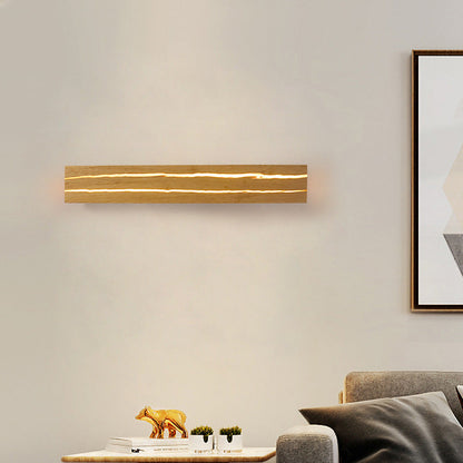 Rectangular Log Crack Wood Iron LED Wall Sconce Lamp