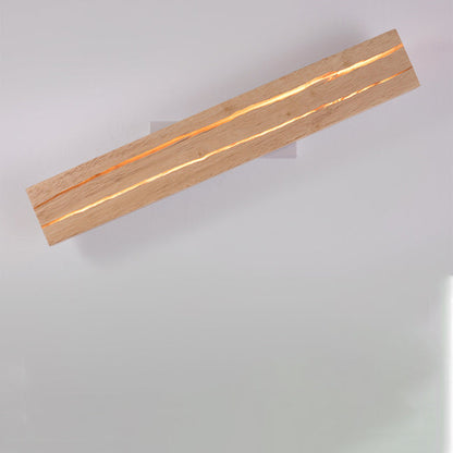 Rectangular Log Crack Wood Iron LED Wall Sconce Lamp
