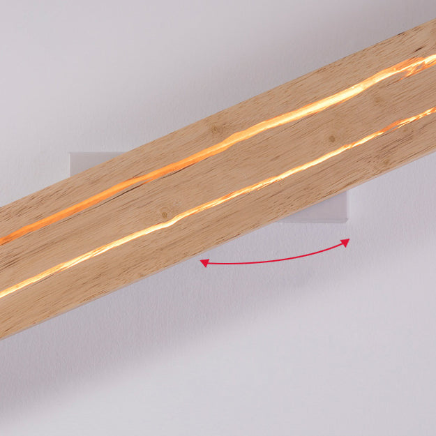 Rectangular Log Crack Wood Iron LED Wall Sconce Lamp