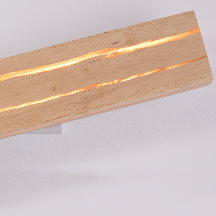 Rectangular Log Crack Wood Iron LED Wall Sconce Lamp
