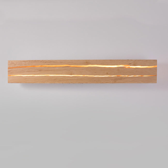Rectangular Log Crack Wood Iron LED Wall Sconce Lamp