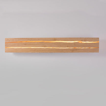 Rectangular Log Crack Wood Iron LED Wall Sconce Lamp